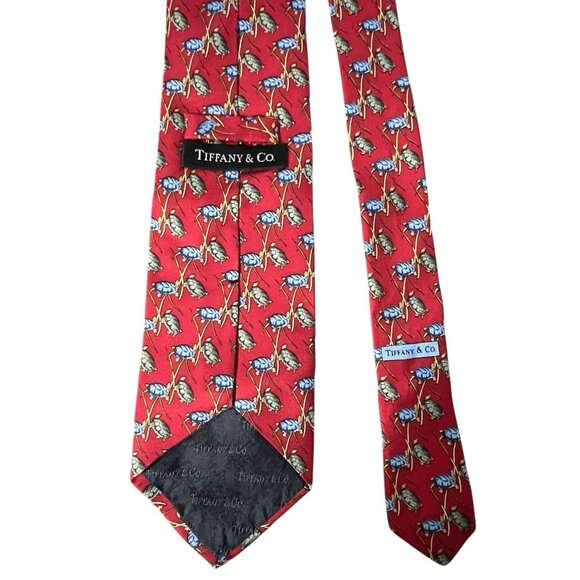Tiffany & Co Silk Tie Turtle Print 57" Made In Italy - Picture 3 of 5